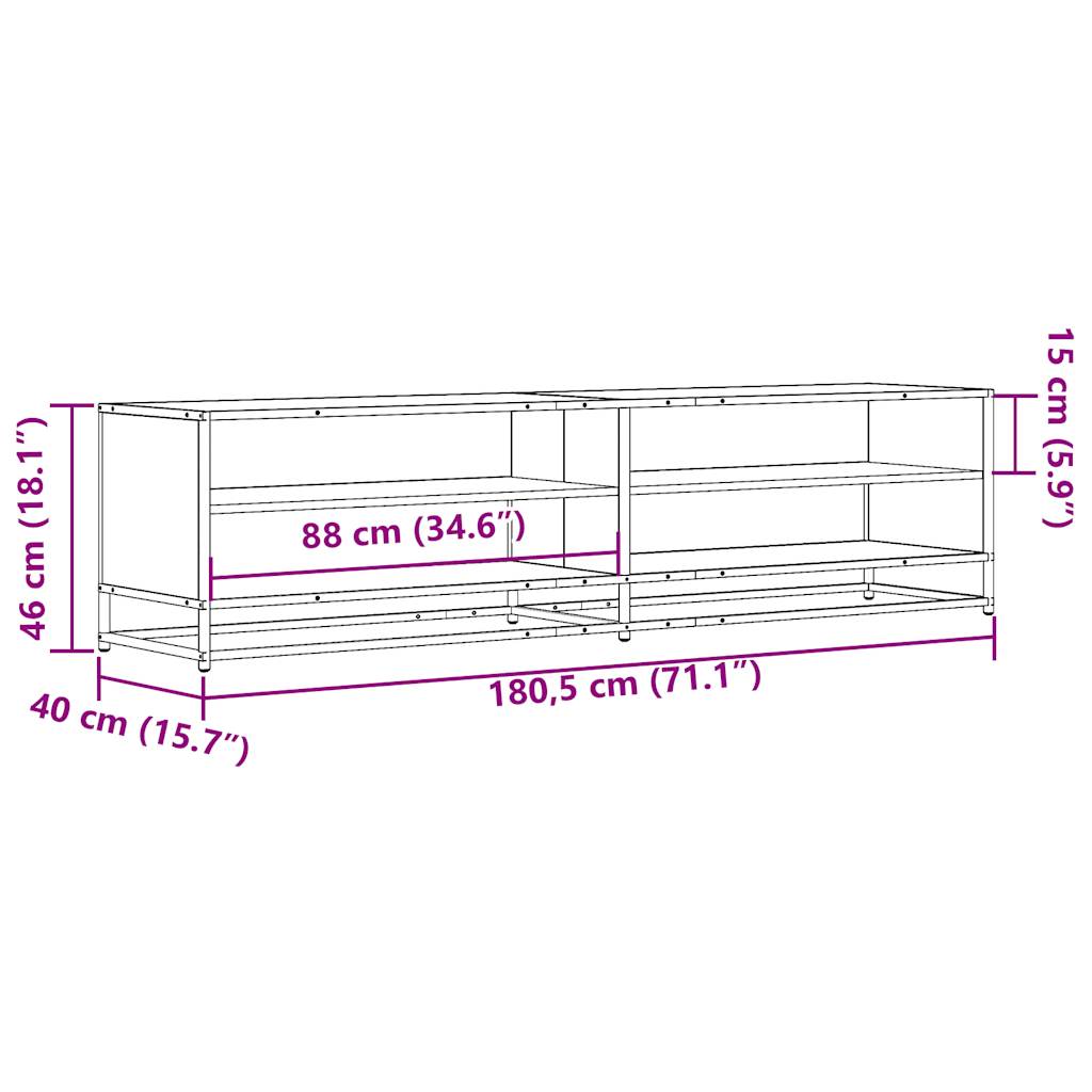 vidaXL TV Cabinet Smoked Oak 180.5x40x46 cm Engineered Wood
