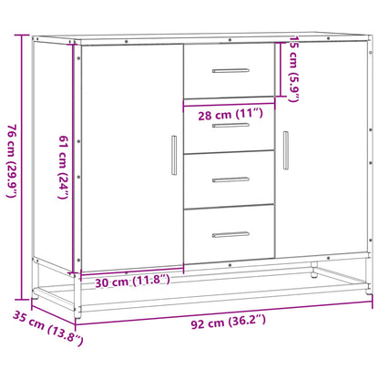 vidaXL Sideboard Grey Sonoma 92x35x76 cm Engineered Wood