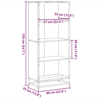 vidaXL Bookcase Smoked Oak 60x35x139 cm Engineered Wood
