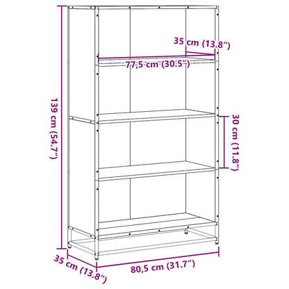 vidaXL Bookcase Sonoma Oak 80.5x35x139 cm Engineered Wood