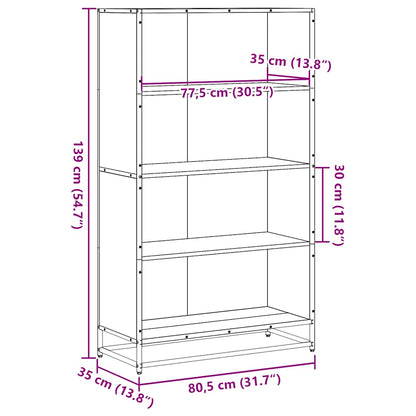 vidaXL Bookcase Brown Oak 80.5x35x139 cm Engineered Wood