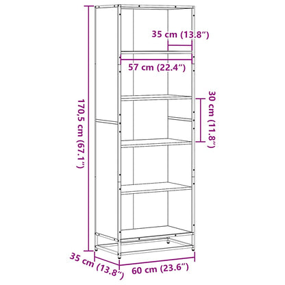 vidaXL Bookcase Sonoma Oak 60x35x170.5 cm Engineered Wood