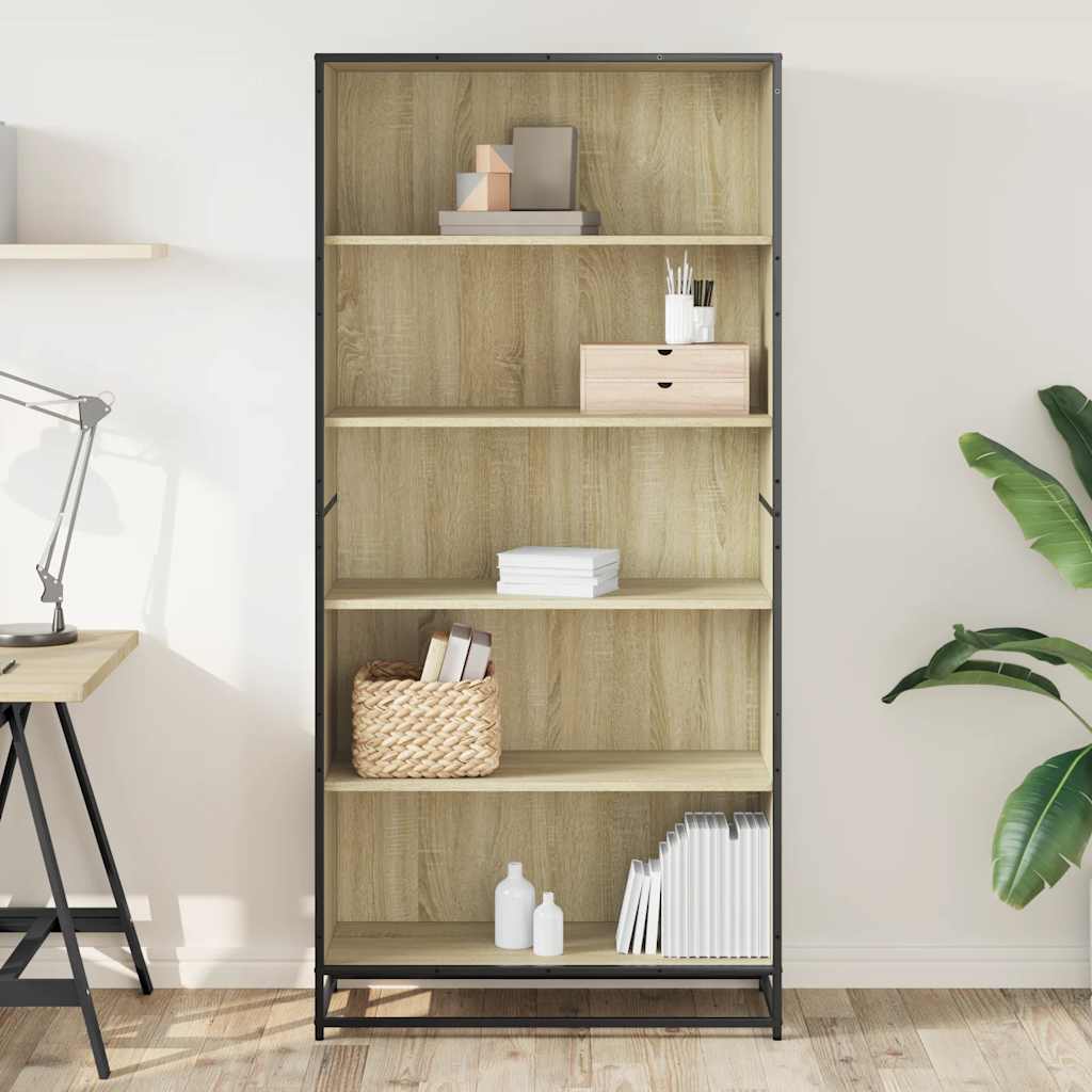 vidaXL Bookcase Sonoma Oak 80.5x35x170.5 cm Engineered Wood