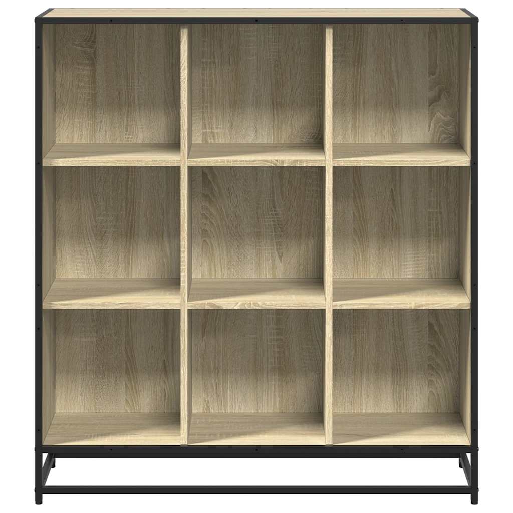 vidaXL Bookcase Sonoma Oak 97.5x33x107.5 cm Engineered Wood and Metal
