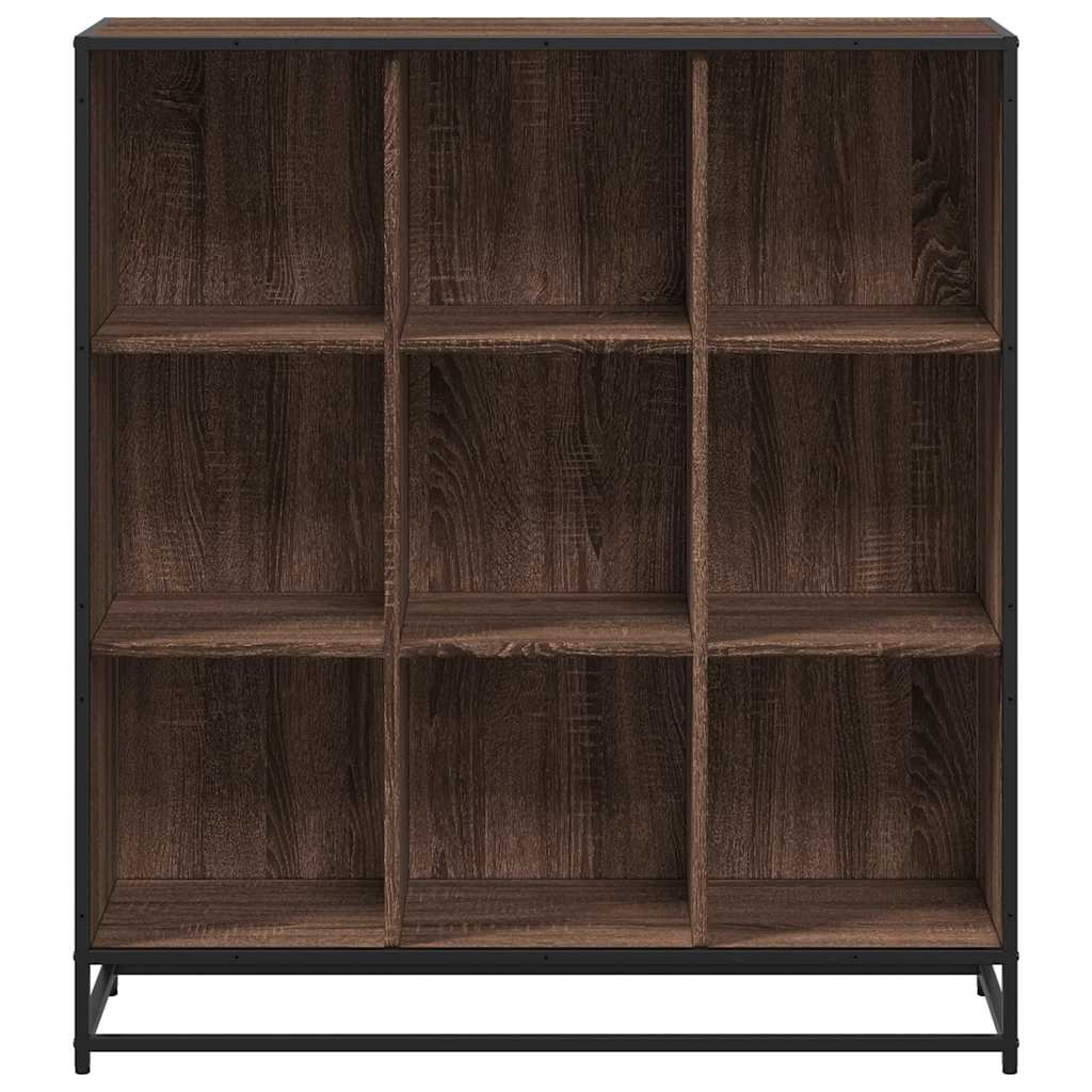 vidaXL Bookcase Brown Oak 97.5x33x107.5 cm Engineered Wood and Metal