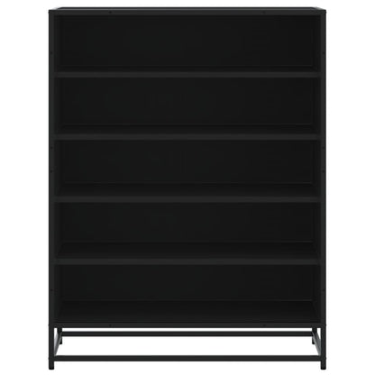 vidaXL Shoe Cabinet Black 75x38x97.5 cm Engineered Wood and Metal