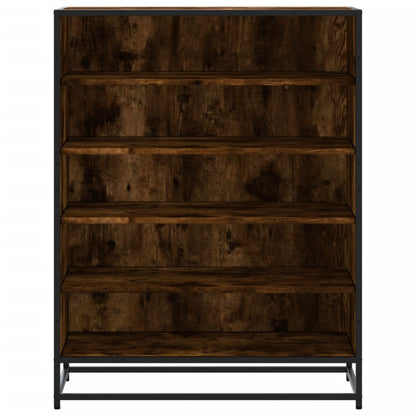 vidaXL Shoe Cabinet Smoked Oak 75x38x97.5 cm Engineered Wood and Metal
