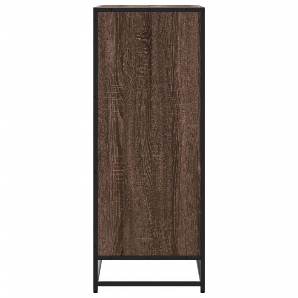 vidaXL Shoe Cabinet Brown Oak 75x38x97.5 cm Engineered Wood and Metal