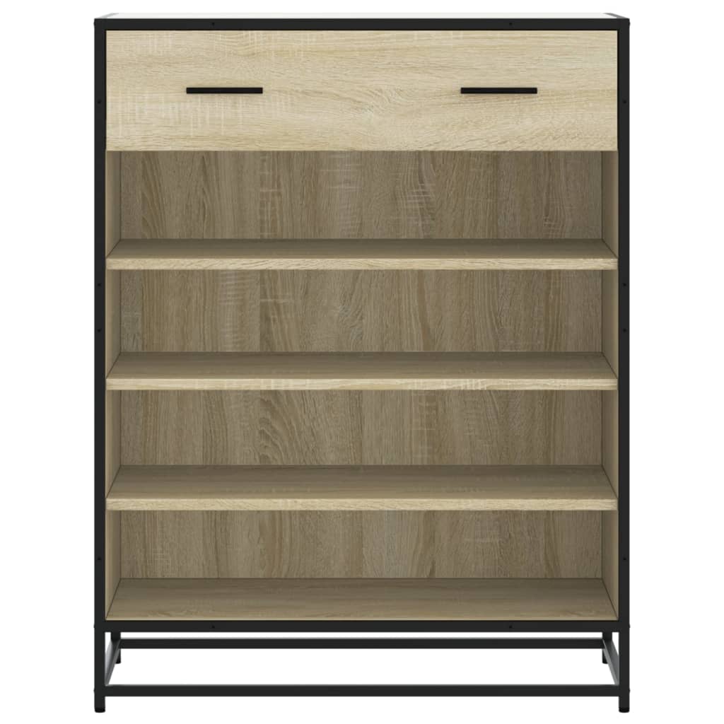 vidaXL Shoe Cabinet Sonoma Oak 75x38x97.5 cm Engineered Wood and Metal
