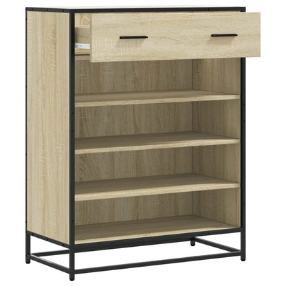 vidaXL Shoe Cabinet Sonoma Oak 75x38x97.5 cm Engineered Wood and Metal