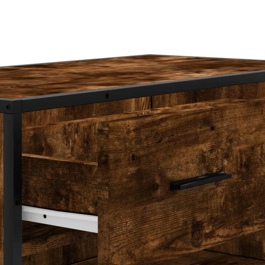 vidaXL Shoe Cabinet Smoked Oak 75x38x97.5 cm Engineered Wood and Metal
