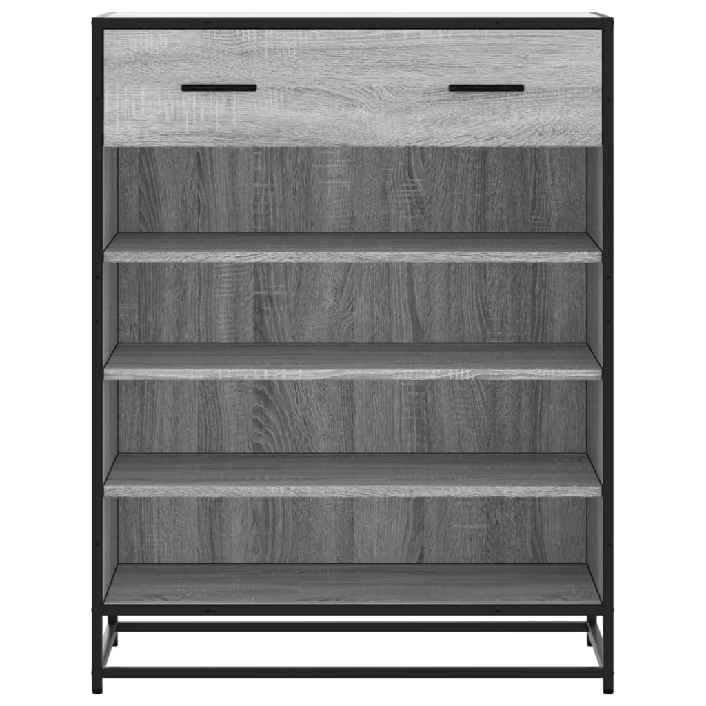 vidaXL Shoe Cabinet Grey Sonoma 75x38x97.5 cm Engineered Wood and Metal