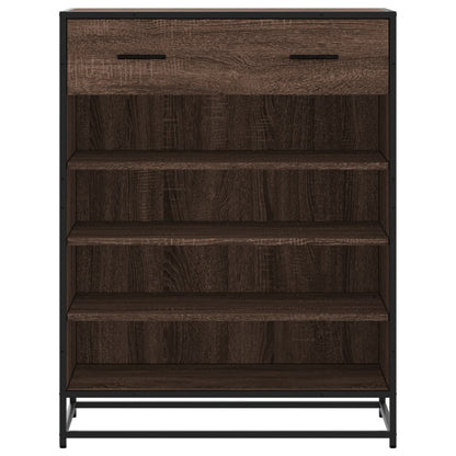 vidaXL Shoe Cabinet Brown Oak 75x38x97.5 cm Engineered Wood and Metal