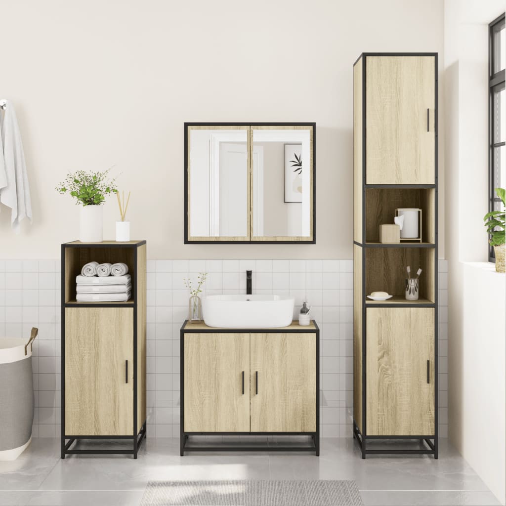 vidaXL Bathroom Cabinet | Sonoma oak | Engineered Wood | Tall | Bathroom Cabinet