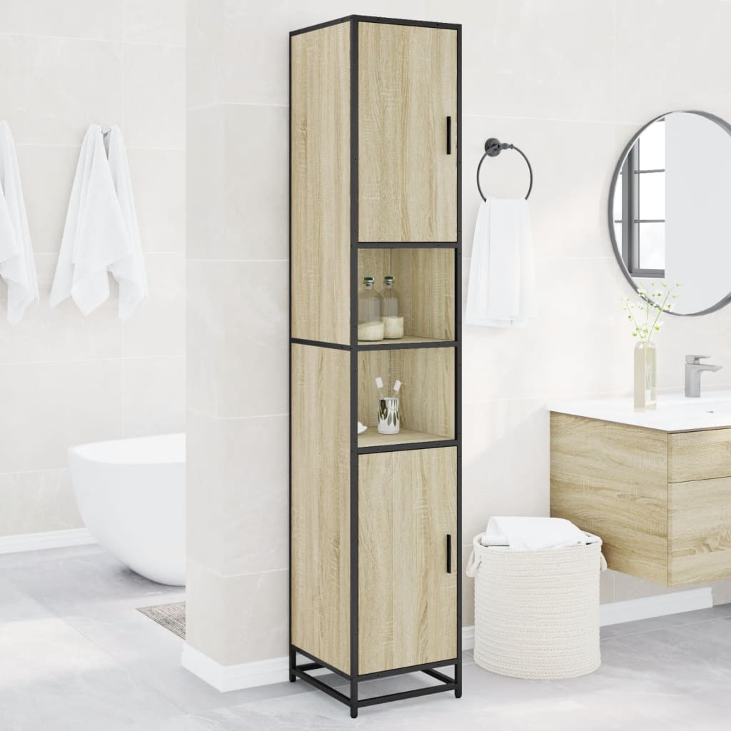 vidaXL Bathroom Cabinet | Sonoma oak | Engineered Wood | Tall | Bathroom Cabinet