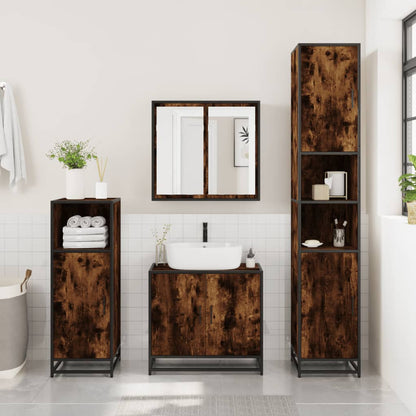 vidaXL Bathroom Cabinet Smoked Oak 35x37.5x188.5 cm