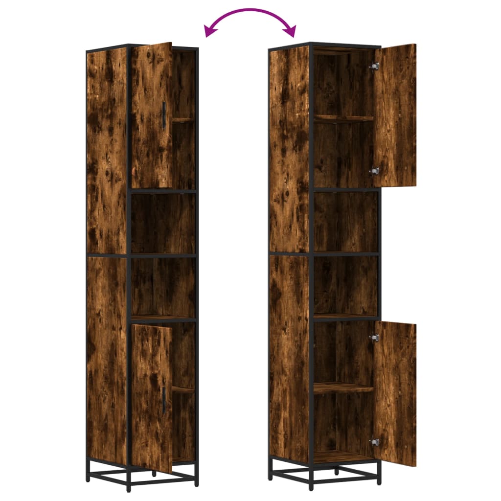 vidaXL Bathroom Cabinet Smoked Oak 35x37.5x188.5 cm