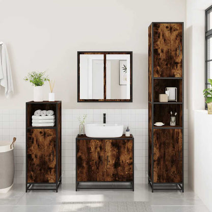 vidaXL 2 Piece Bathroom Furniture Set Smoked Oak Engineered Wood