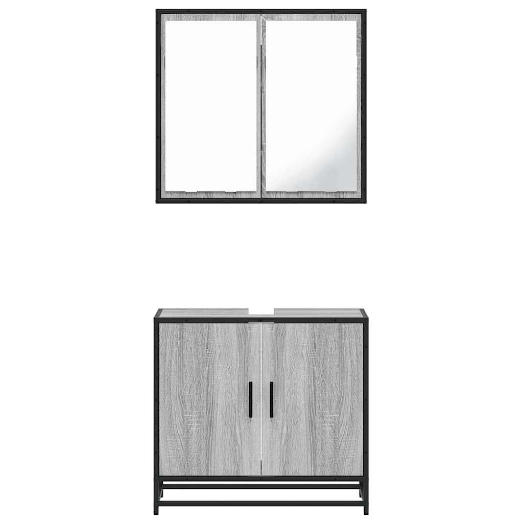 vidaXL 2 Piece Bathroom Furniture Set Grey Sonoma Engineered Wood