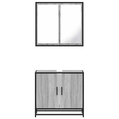 vidaXL 2 Piece Bathroom Furniture Set Grey Sonoma Engineered Wood