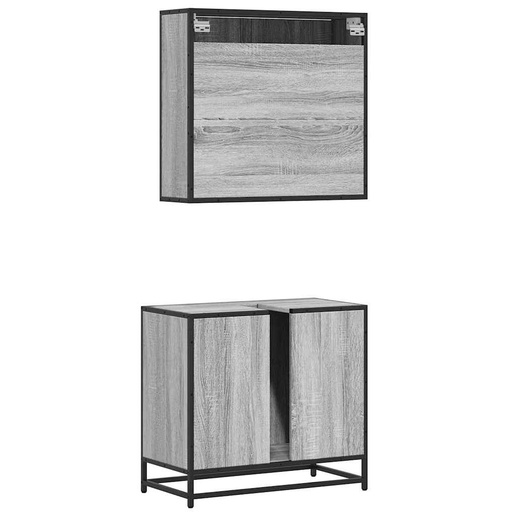 vidaXL 2 Piece Bathroom Furniture Set Grey Sonoma Engineered Wood