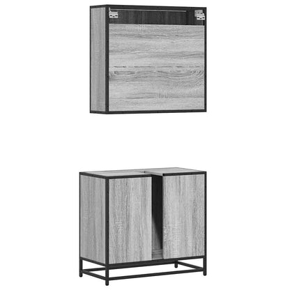 vidaXL 2 Piece Bathroom Furniture Set Grey Sonoma Engineered Wood