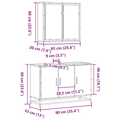 vidaXL 2 Piece Bathroom Furniture Set Grey Sonoma Engineered Wood