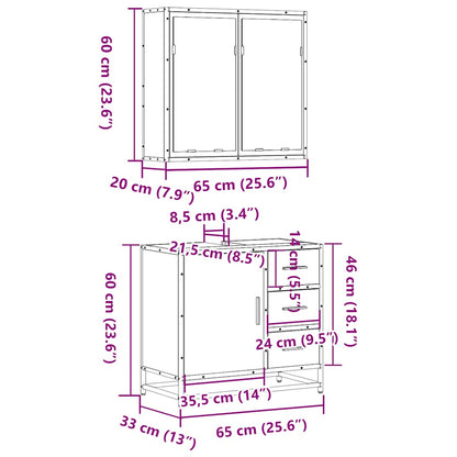vidaXL 2 Piece Bathroom Furniture Set Sonoma Oak Engineered Wood