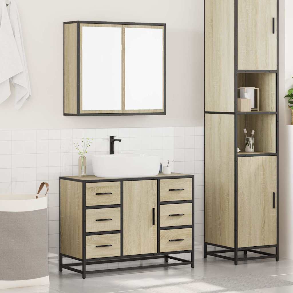 vidaXL 2 Piece Bathroom Furniture Set Sonoma Oak Engineered Wood