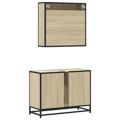 vidaXL 2 Piece Bathroom Furniture Set Sonoma Oak Engineered Wood