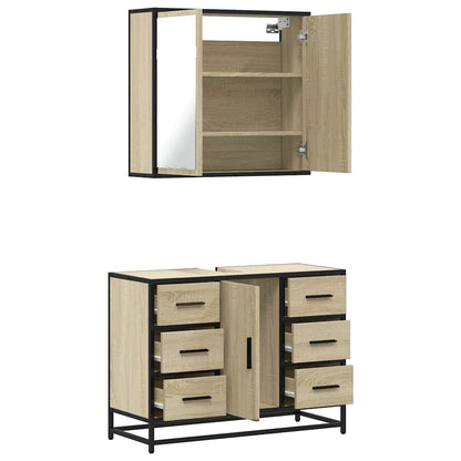 vidaXL 2 Piece Bathroom Furniture Set Sonoma Oak Engineered Wood