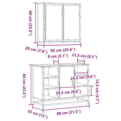 vidaXL 2 Piece Bathroom Furniture Set Sonoma Oak Engineered Wood