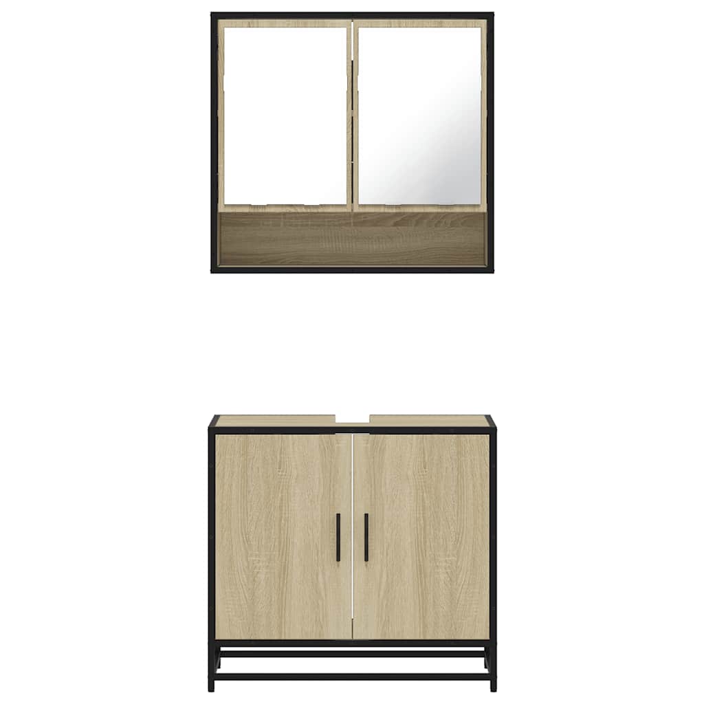 vidaXL 2 Piece Bathroom Furniture Set Sonoma Oak Engineered Wood