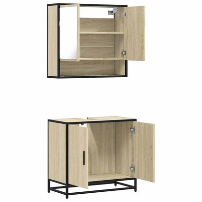 vidaXL 2 Piece Bathroom Furniture Set Sonoma Oak Engineered Wood