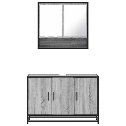 vidaXL 2 Piece Bathroom Furniture Set Grey Sonoma Engineered Wood