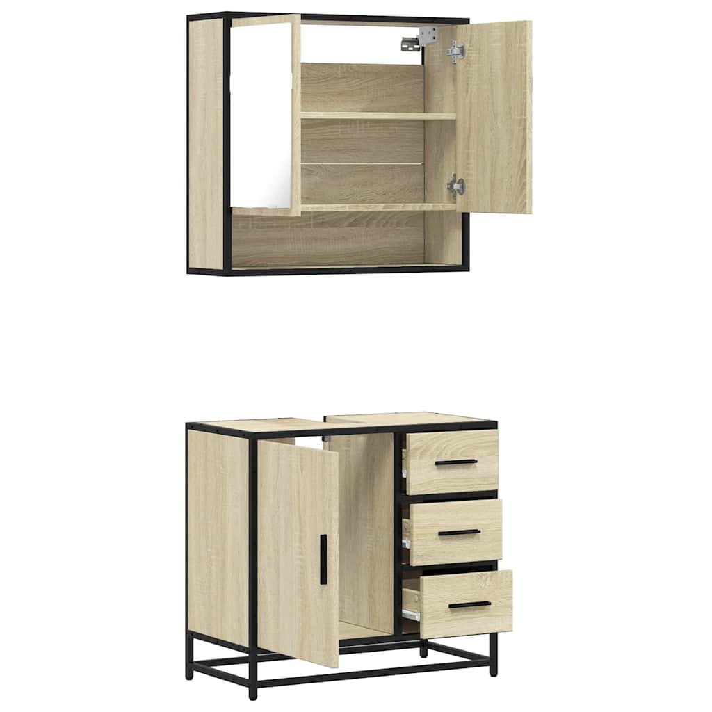 vidaXL 2 Piece Bathroom Furniture Set Sonoma Oak Engineered Wood