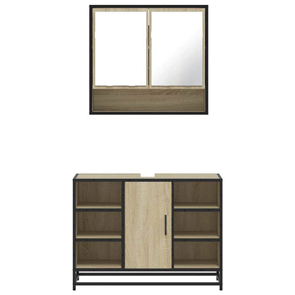 vidaXL 2 Piece Bathroom Furniture Set Sonoma Oak Engineered Wood