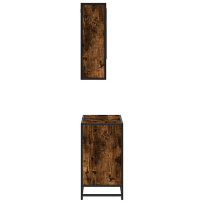 vidaXL 2 Piece Bathroom Furniture Set Smoked Oak Engineered Wood
