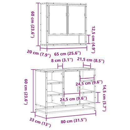 vidaXL 2 Piece Bathroom Furniture Set Smoked Oak Engineered Wood