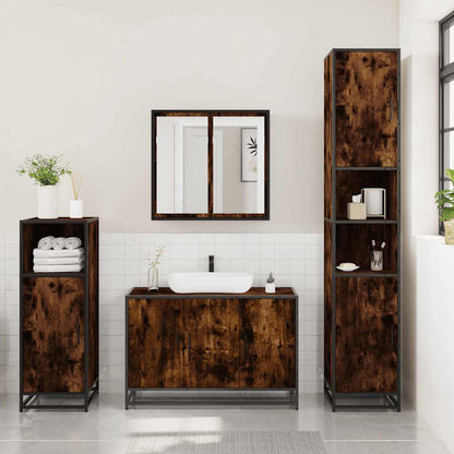 vidaXL 3 Piece Bathroom Furniture Set Smoked Oak Engineered Wood
