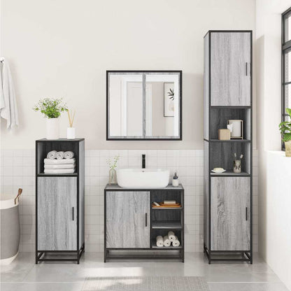 vidaXL 3 Piece Bathroom Furniture Set Grey Sonoma Engineered Wood