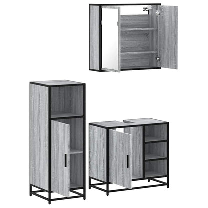 vidaXL 3 Piece Bathroom Furniture Set Grey Sonoma Engineered Wood