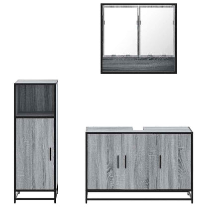 vidaXL 3 Piece Bathroom Furniture Set Grey Sonoma Engineered Wood
