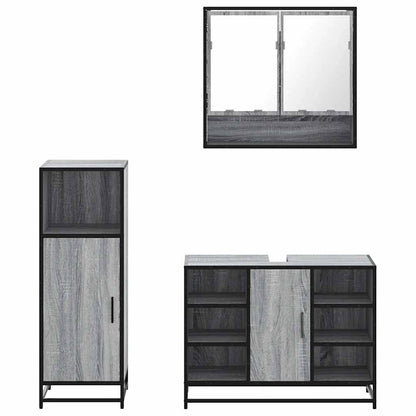 vidaXL 3 Piece Bathroom Furniture Set Grey Sonoma Engineered Wood