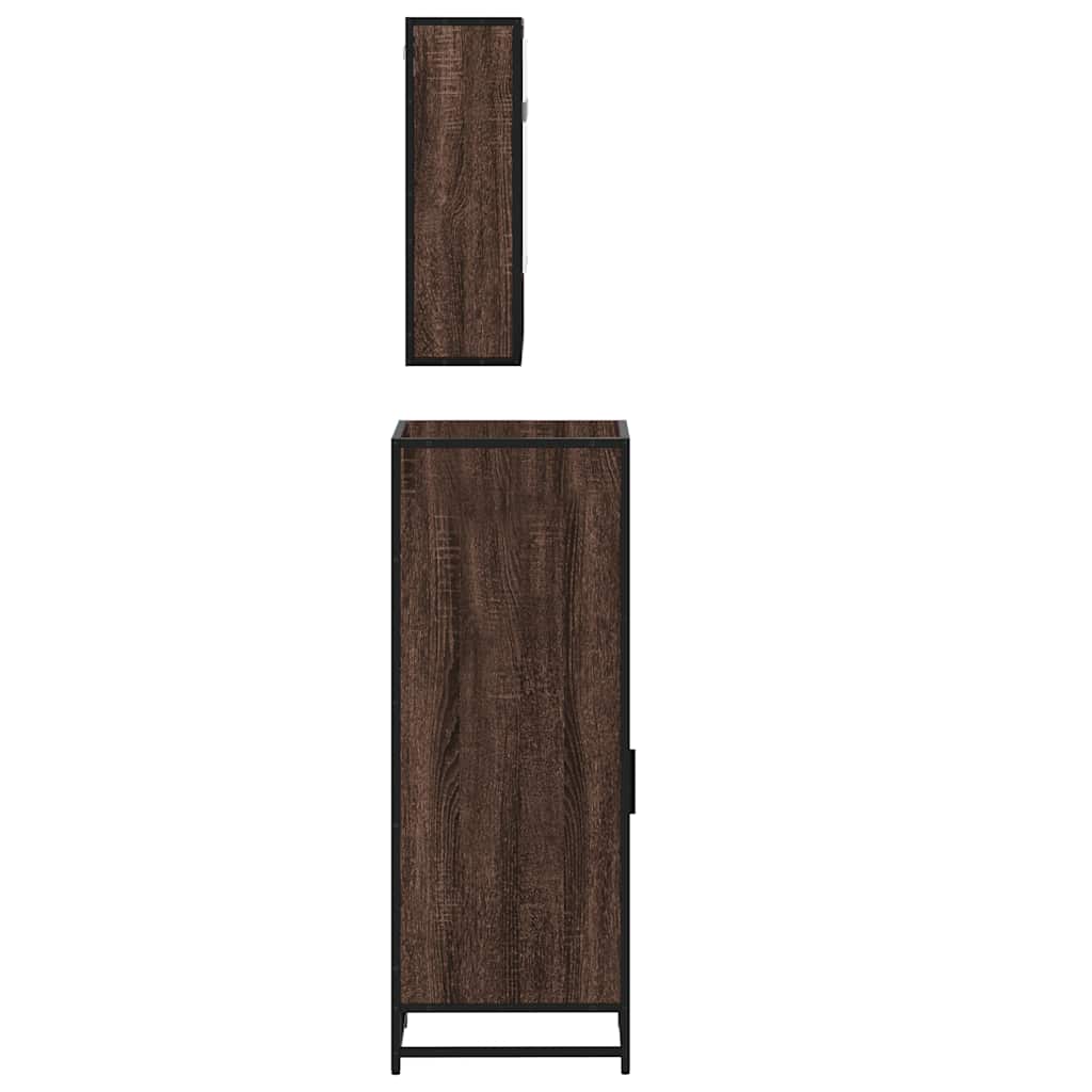vidaXL 3 Piece Bathroom Furniture Set Brown Oak Engineered Wood