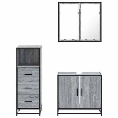 vidaXL 3 Piece Bathroom Furniture Set Grey Sonoma Engineered Wood