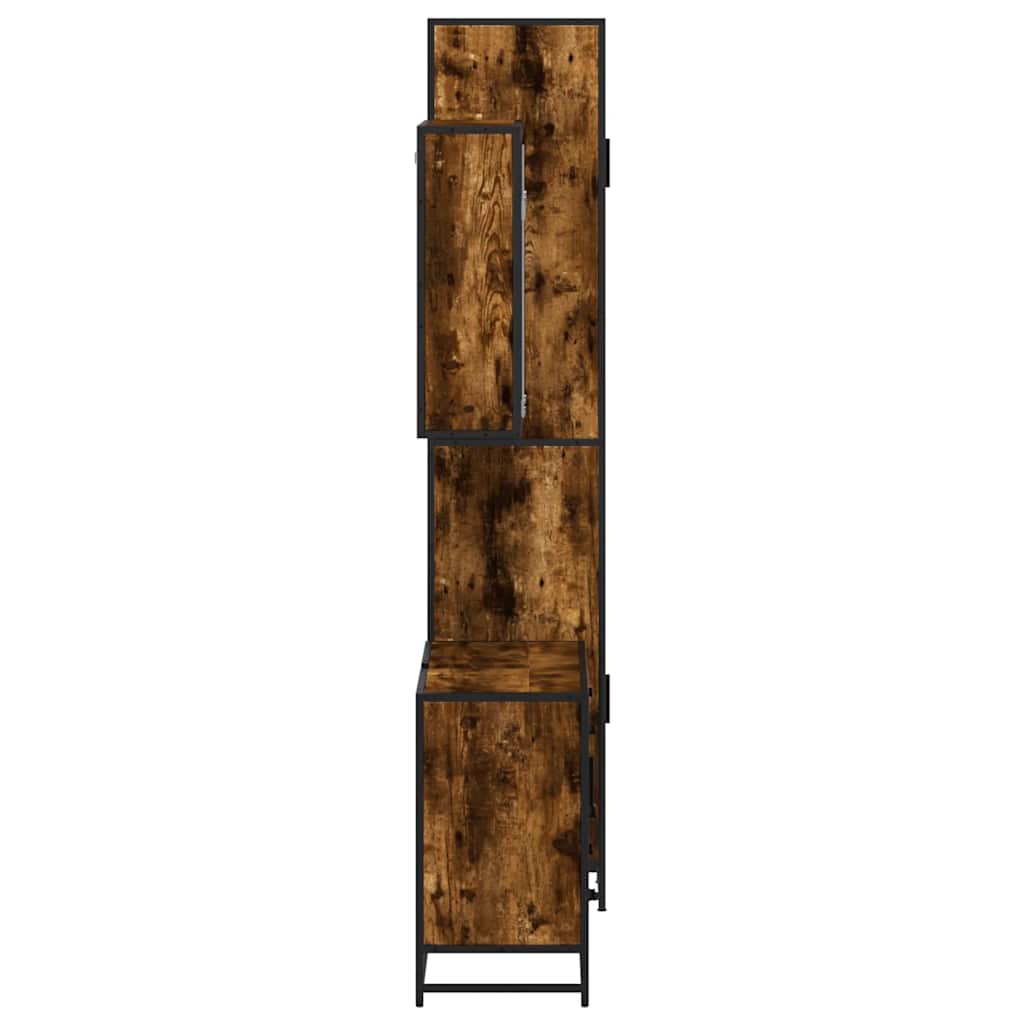 vidaXL 3 Piece Bathroom Furniture Set Smoked Oak Engineered Wood