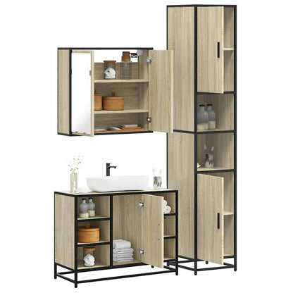 vidaXL 3 Piece Bathroom Furniture Set Sonoma Oak Engineered Wood