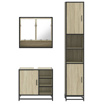 vidaXL 3 Piece Bathroom Furniture Set Sonoma Oak Engineered Wood