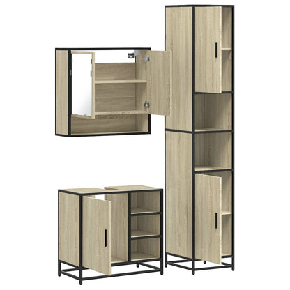 vidaXL 3 Piece Bathroom Furniture Set Sonoma Oak Engineered Wood